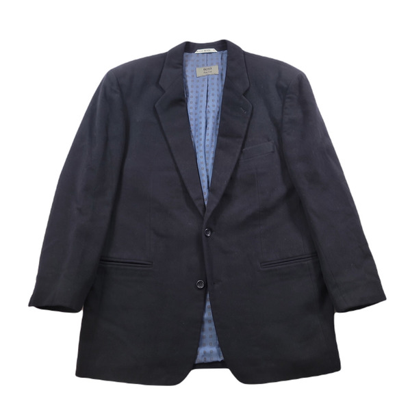 Hugo Boss Cashmere Sport Coat Mens 44L 44 Navy Blue Soft‎ Vintage - Picture 1 of 14